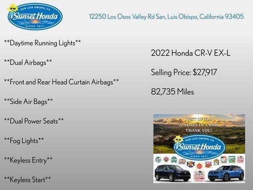 White 2022 Honda CR-V AWD EX-L