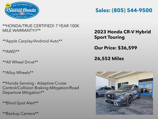 Meteorite Gray Metallic 2023 Honda CR-V Hybrid Sport Touring AWD