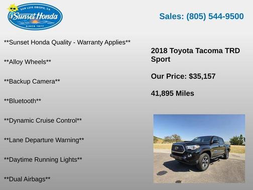 Midnight Black Metallic 2018 Toyota Tacoma TRD Sport