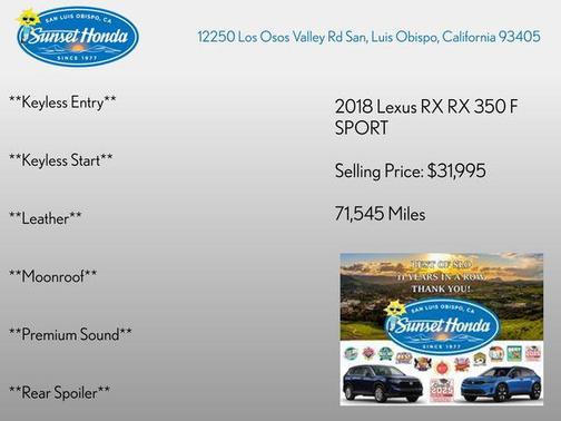 Ultra White 2018 Lexus RX 350 F Sport
