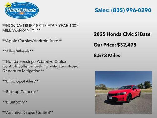 Rallye Red 2025 Honda Civic Si Base