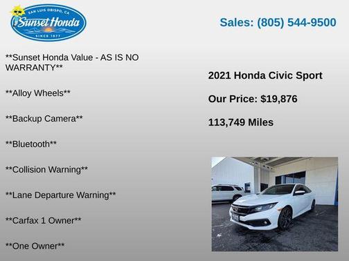 White 2021 Honda Civic Sport