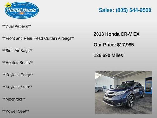 Obsidian Blue Pearl 2018 Honda CR-V EX