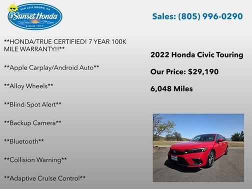 Rallye Red 2022 Honda Civic Touring