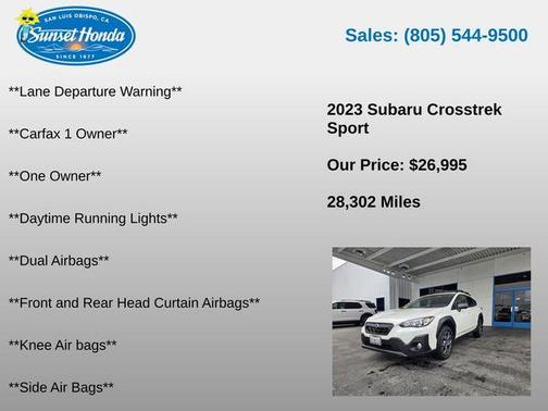 Crystal White Pearl 2023 Subaru Crosstrek Sport