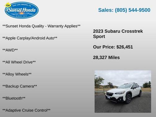 Crystal White Pearl 2023 Subaru Crosstrek Sport