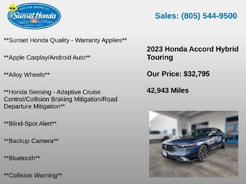 Canyon River Blue Metallic 2023 Honda Accord Hybrid Touring