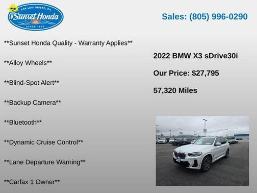 Mineral White Metallic 2022 BMW X3 sDrive30i