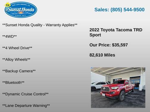 Barcelona Red Metallic 2022 Toyota Tacoma TRD Sport