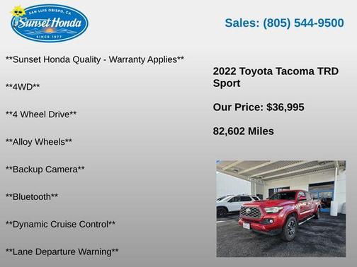 Barcelona Red Metallic 2022 Toyota Tacoma TRD Sport