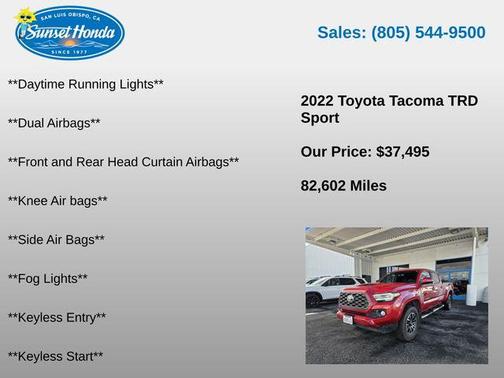 Barcelona Red Metallic 2022 Toyota Tacoma TRD Sport
