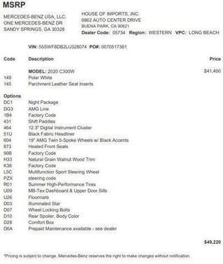 2020 Mercedes-Benz C-Class C 300