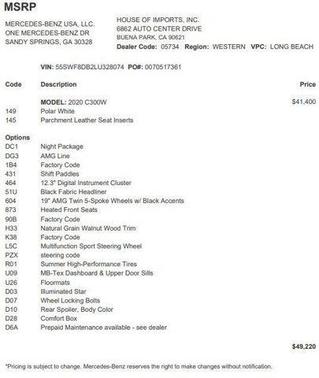 2020 Mercedes-Benz C-Class C 300