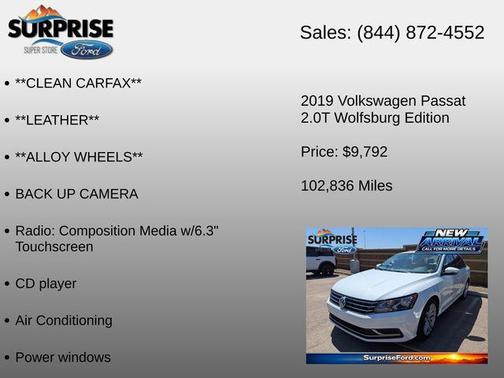 Pure White 2019 Volkswagen Passat 2.0T Wolfsburg Edition