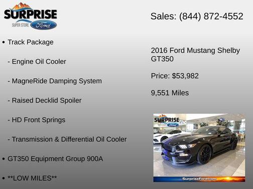 Shadow Black 2016 Ford Shelby GT350 Base