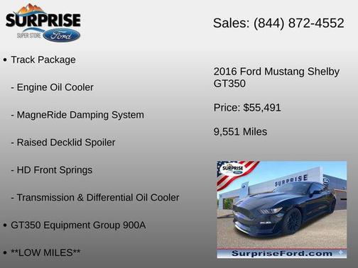 Shadow Black 2016 Ford Shelby GT350 Base