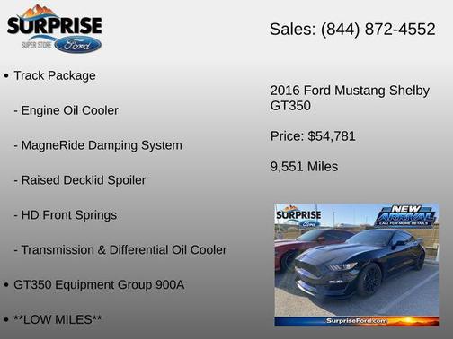 Shadow Black 2016 Ford Shelby GT350 Base