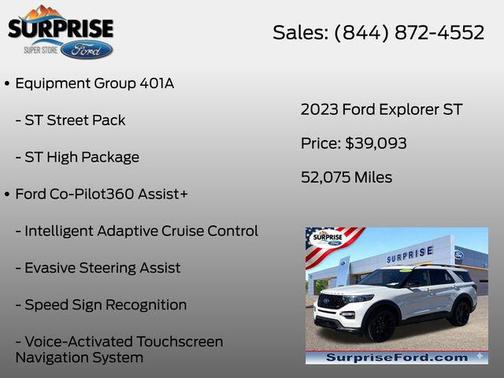 Star White Metallic Tri-Coat 2023 Ford Explorer ST