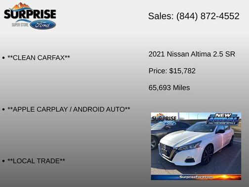 Glacier White 2021 Nissan Altima SR FWD