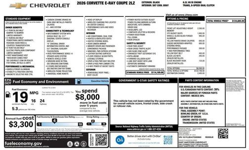 2026 Chevrolet Corvette E-Ray Coupe, 2LZ, RWD