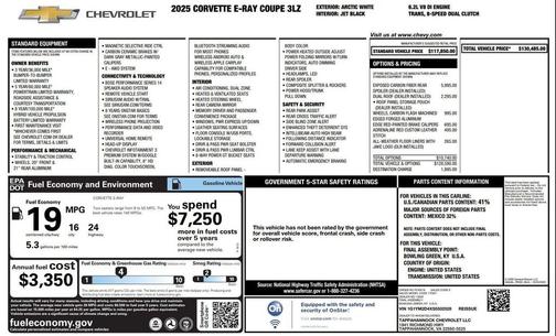 2025 Chevrolet Corvette E-Ray RWD Coupe 3LZ