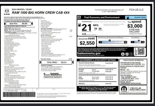 Diamond Black Crystal Pearlcoat 2024 RAM 1500 Big Horn/Lone Star