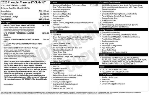 2020 Chevrolet Traverse LT Cloth