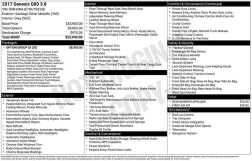 2017 Genesis G80 3.8