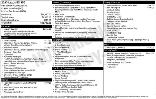 2013 Lexus ES 350 Base