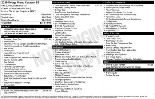 2019 Dodge Grand Caravan SE
