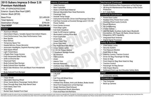 2015 Subaru Impreza 2.0i Premium