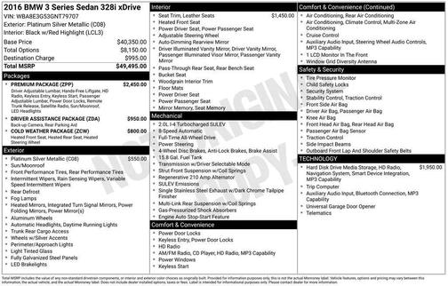 Platinum Silver Metallic 2016 BMW 328 xDrive