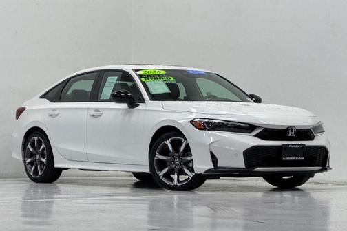 Platinum White Pearl 2026 Honda Civic Hybrid Sport Touring