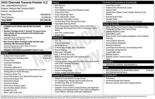 2023 Chevrolet Traverse Premier