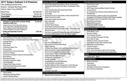 2017 Subaru Outback 2.5i Premium