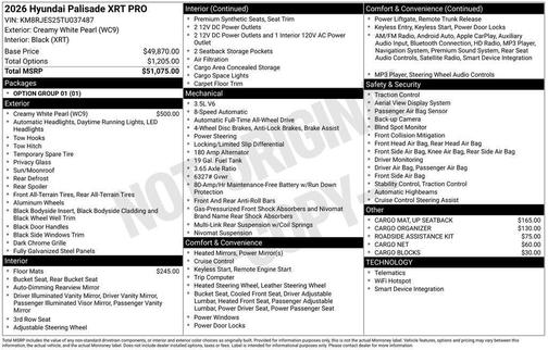 2026 Hyundai PALISADE XRT Pro