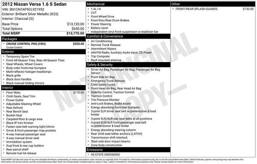 2012 Nissan Versa 1.6 S