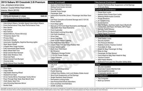 2015 Subaru XV Crosstrek 2.0i Premium