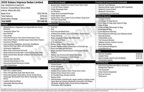 2020 Subaru Impreza Limited