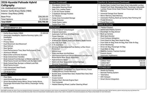 2026 Hyundai PALISADE Calligraphy