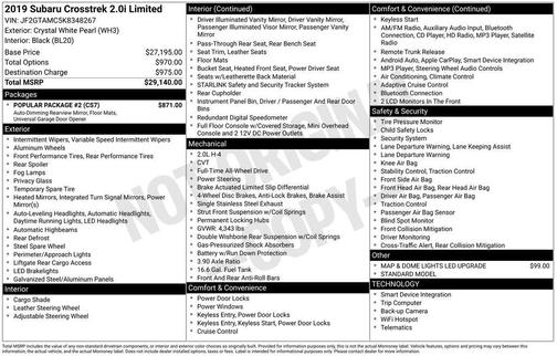 2019 Subaru Crosstrek 2.0i Limited