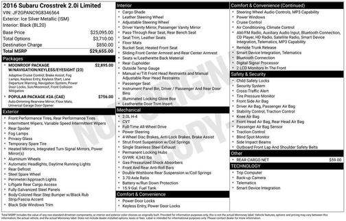 2016 Subaru Crosstrek 2.0i Limited