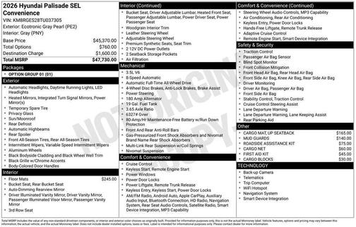 2026 Hyundai PALISADE SEL Convenience