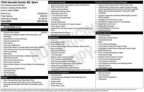 2026 Hyundai SONATA SEL Sport