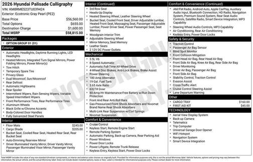 2026 Hyundai PALISADE Calligraphy