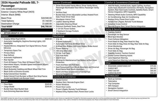 2026 Hyundai PALISADE SEL 7P