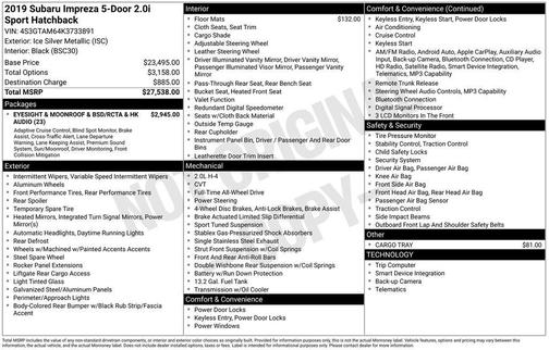 2019 Subaru Impreza 2.0i Sport