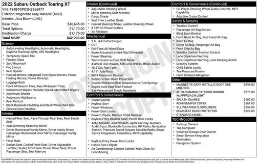 2022 Subaru Outback Touring XT