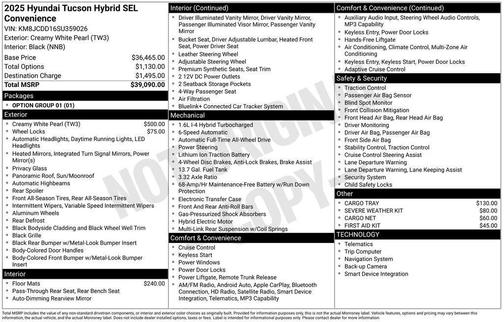 2025 Hyundai TUCSON Hybrid SEL Convenience