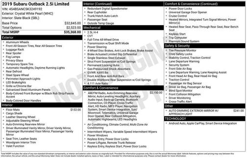 2019 Subaru Outback 2.5i Limited